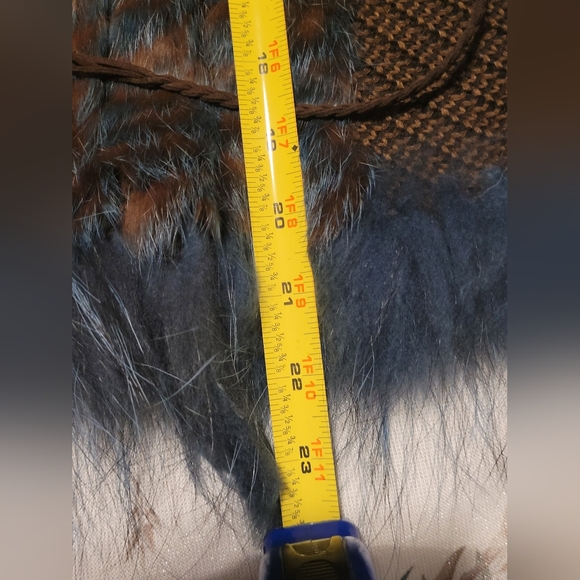 Vintage Dana Stein Collared Blue Brown Rabbit Racoon Fur Vest Coat Size XL - Picture 12 of 15